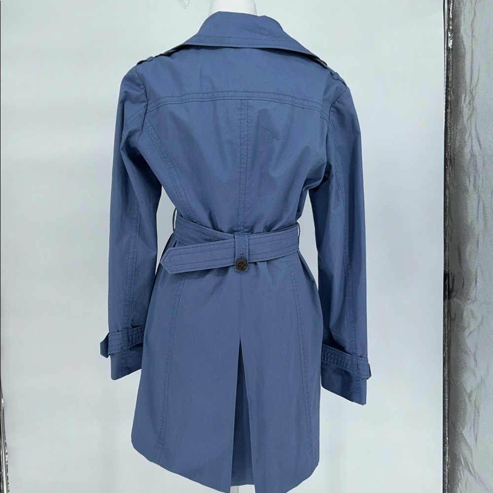 Esprit Blue Trench Coat Womens US 10 Belted Double Breasted Cotton - Picture 5 of 13